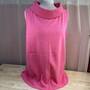 Rafaella Women’s Pink Ribbed Loose Turtleneck Cotton Tank Style 1X NWOT